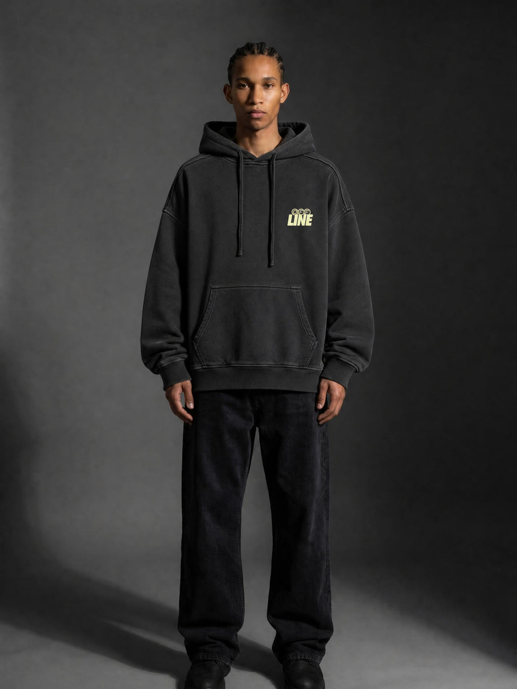 Snow Washed Tape Raw Edge Hoodie