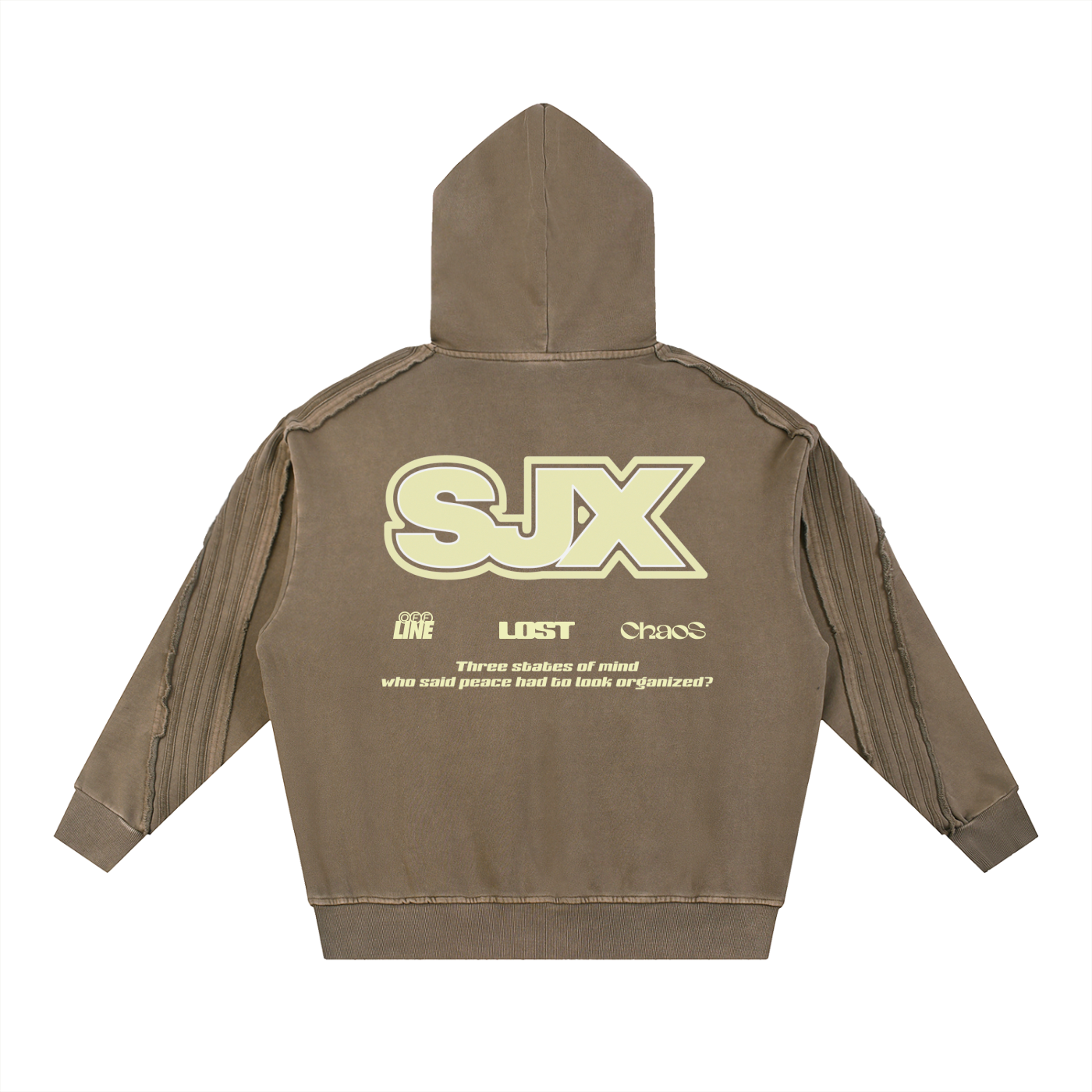 Snow Washed Tape Raw Edge Hoodie