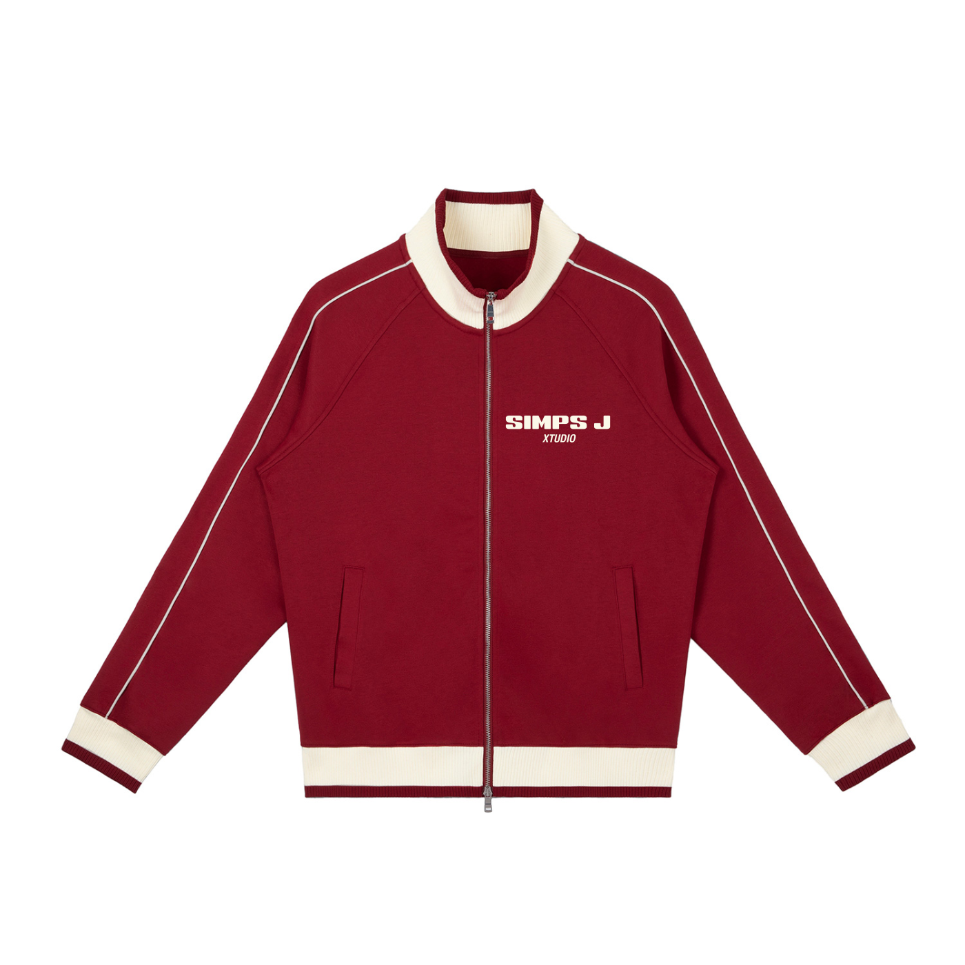 Chaqueta deportiva con cremallera y mangas raglán con bloques de color