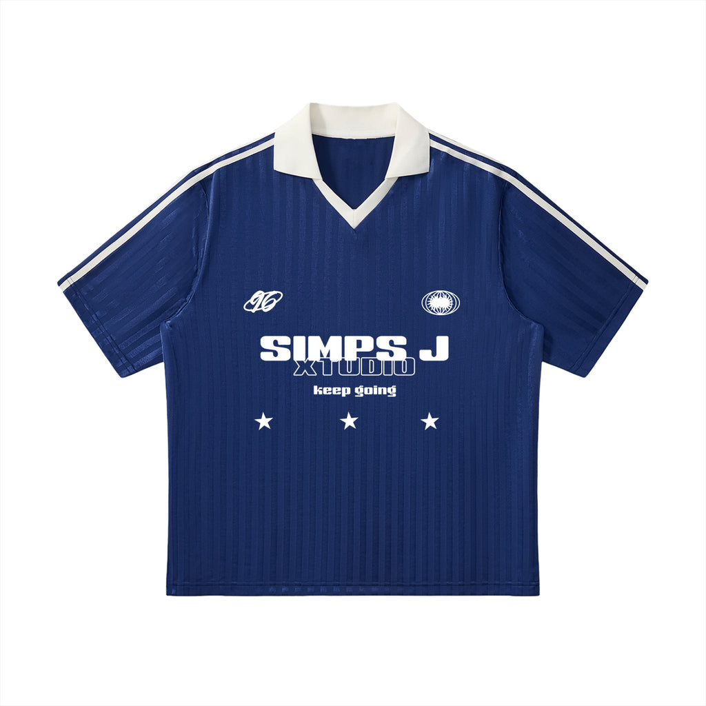 Contrast Collar Striped Soccer Jersey