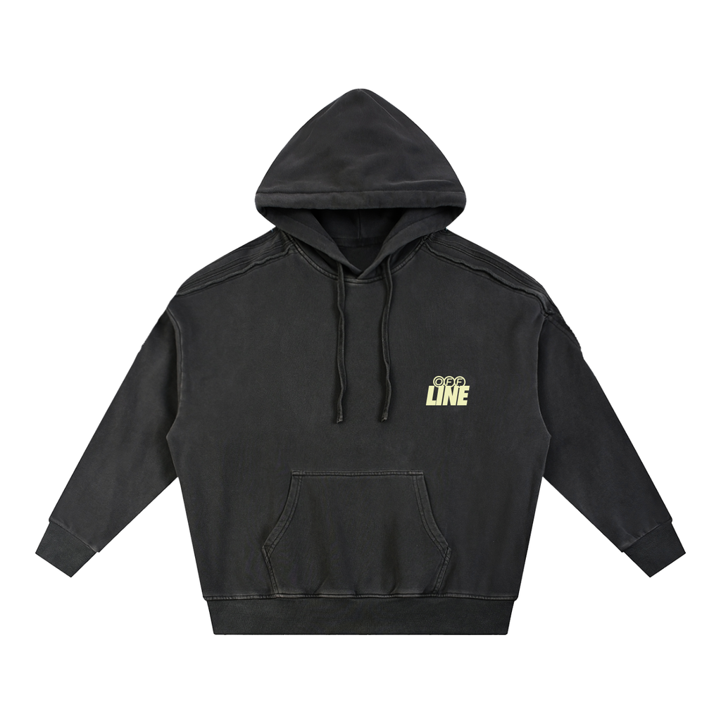 Snow Washed Tape Raw Edge Hoodie