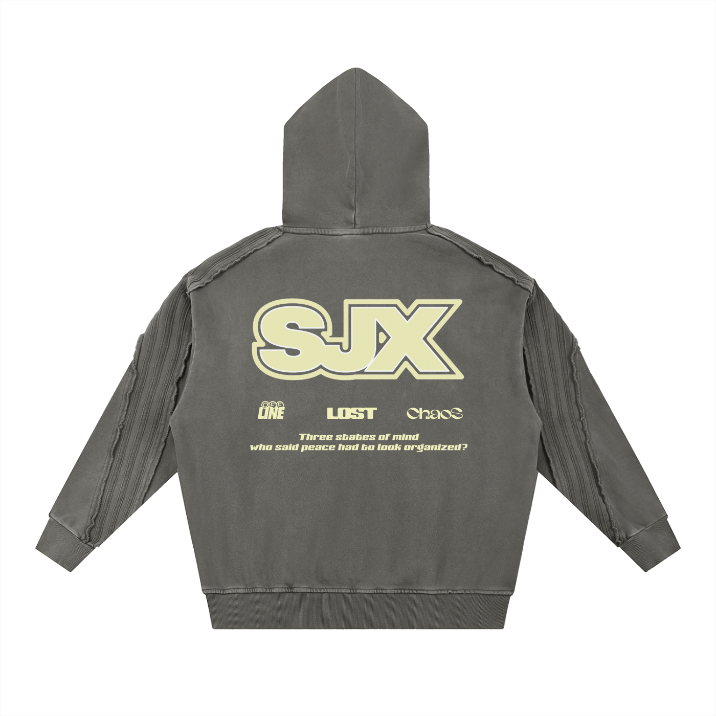 Snow Washed Tape Raw Edge Hoodie