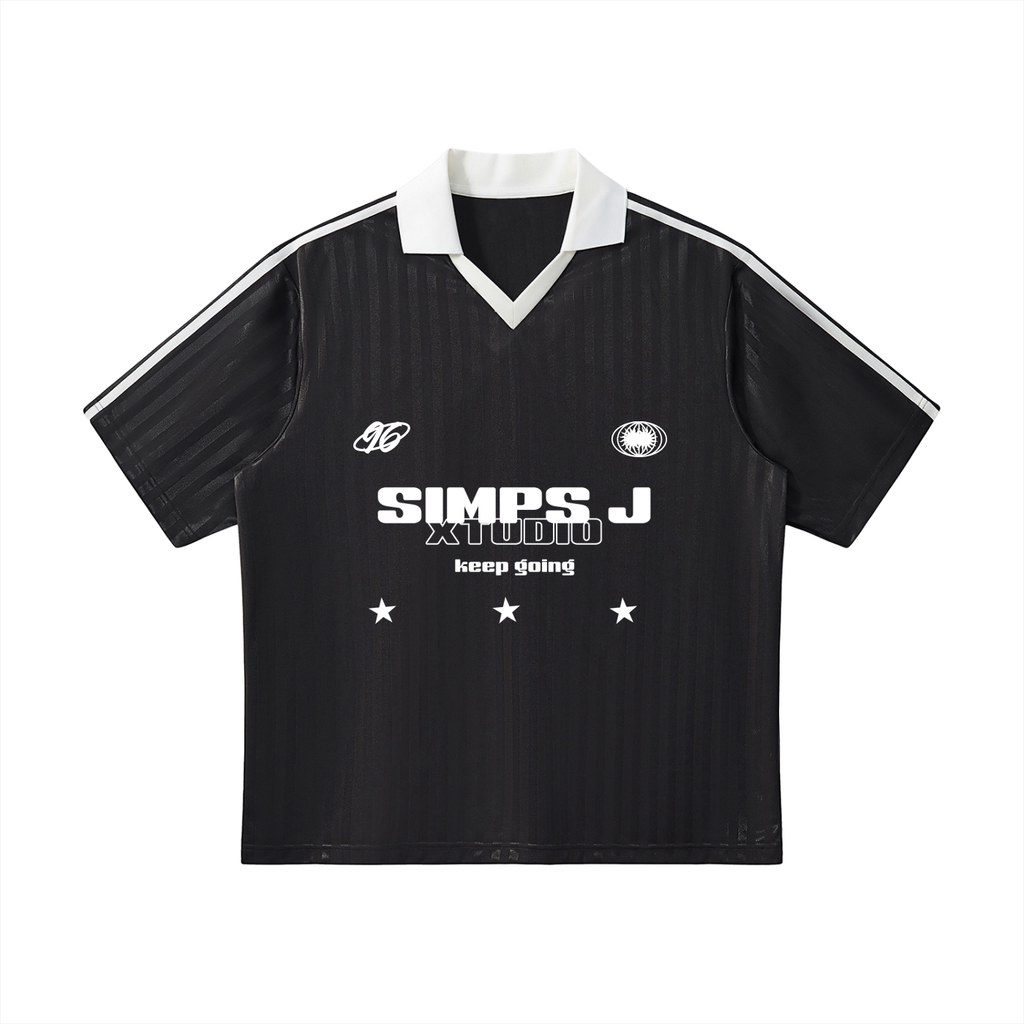 Contrast Collar Striped Soccer Jersey