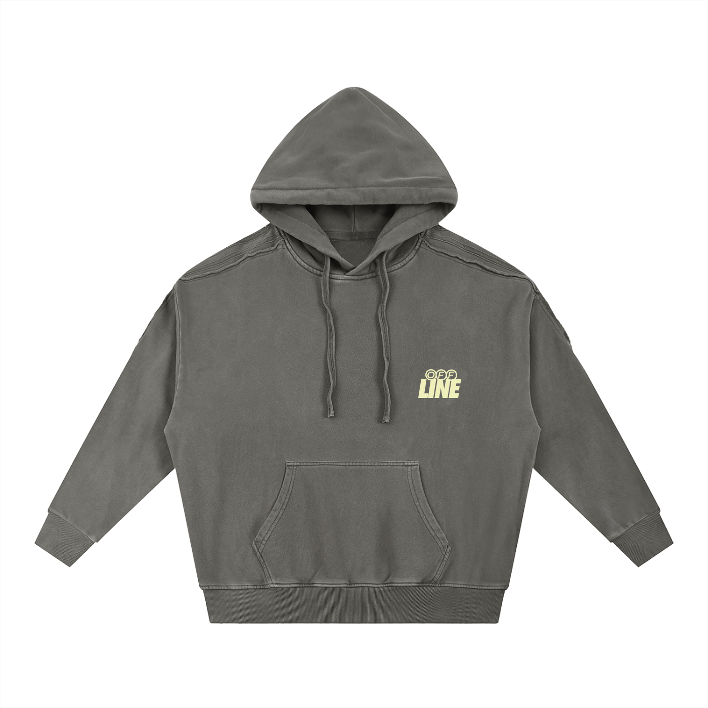 Snow Washed Tape Raw Edge Hoodie