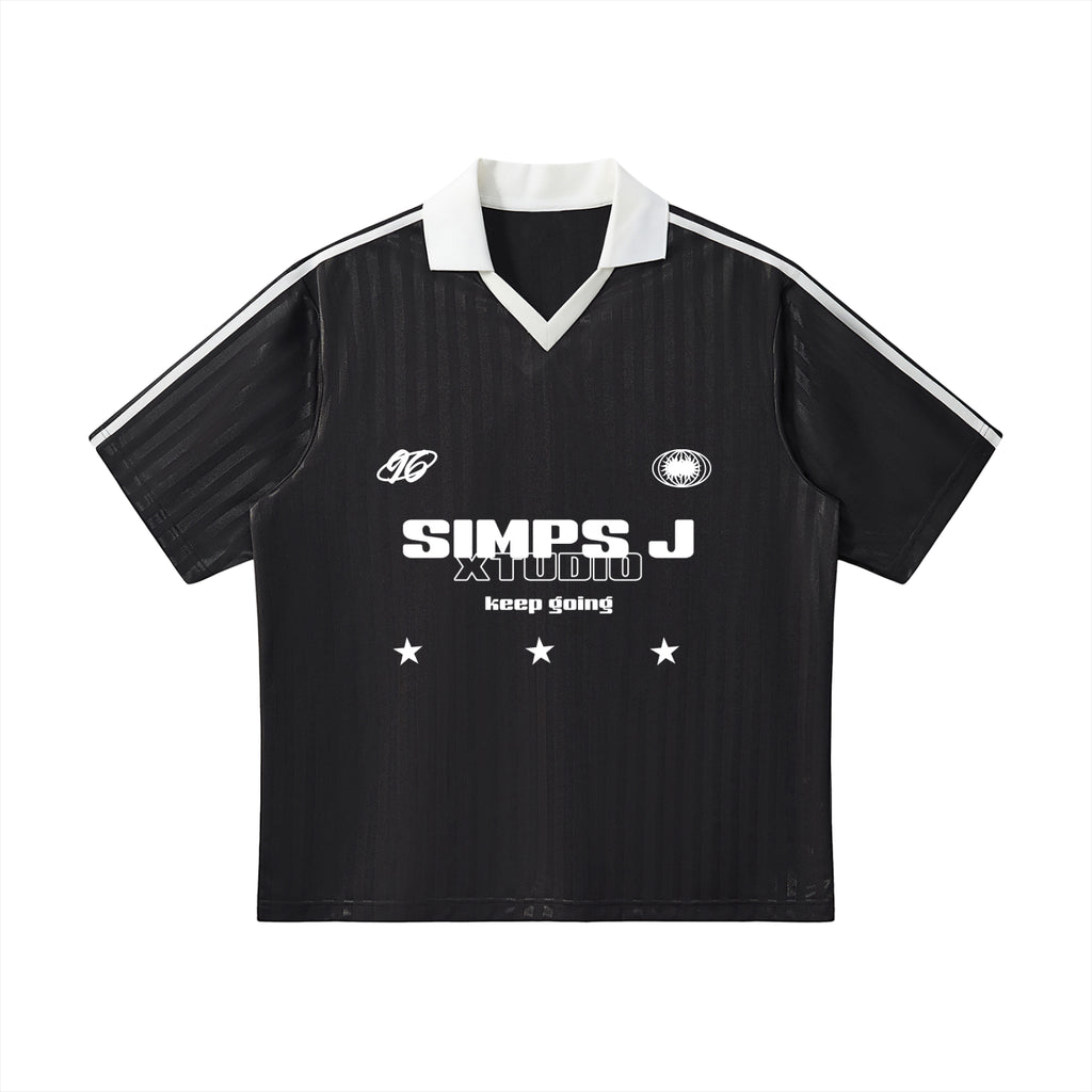 Contrast Collar Striped Soccer Jersey