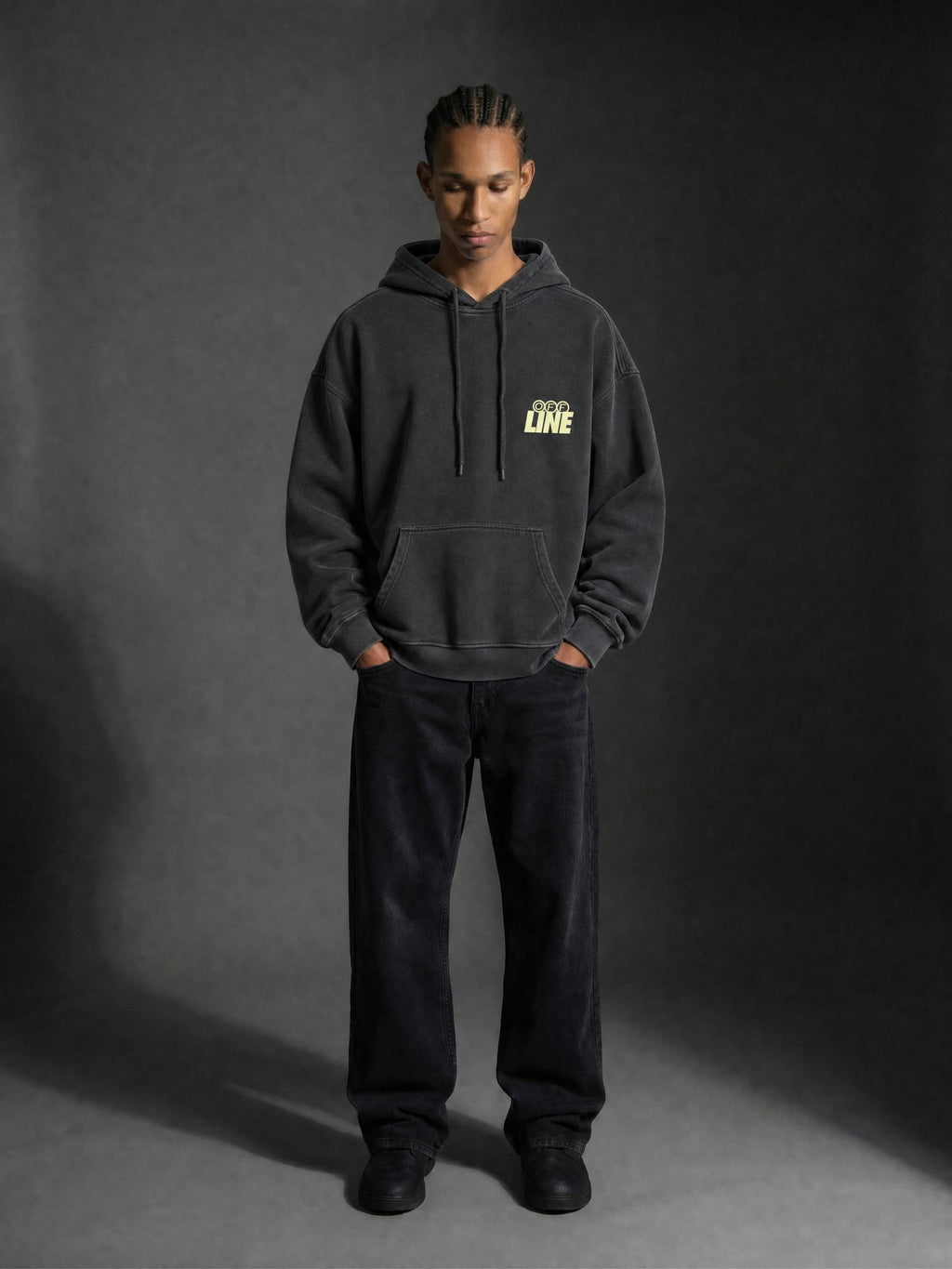 Snow Washed Tape Raw Edge Hoodie