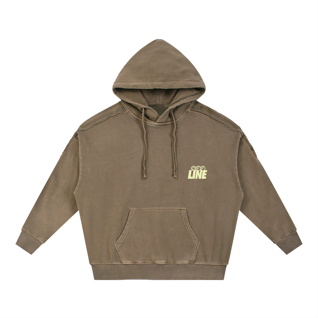 Snow Washed Tape Raw Edge Hoodie