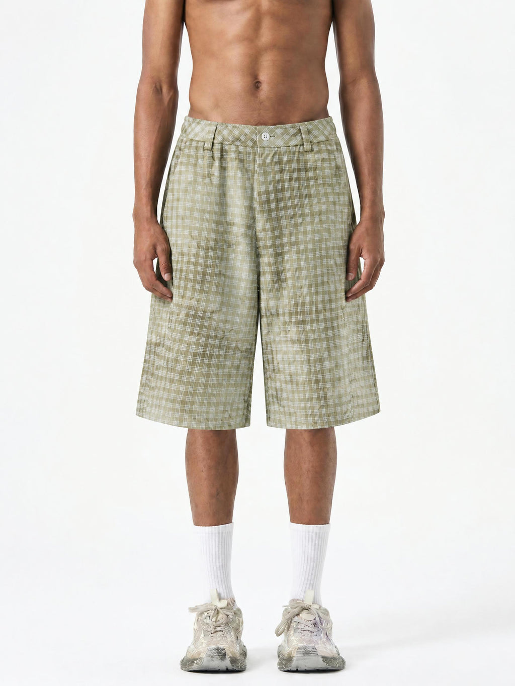 Unisex Vintage Wash Plaid Shorts
