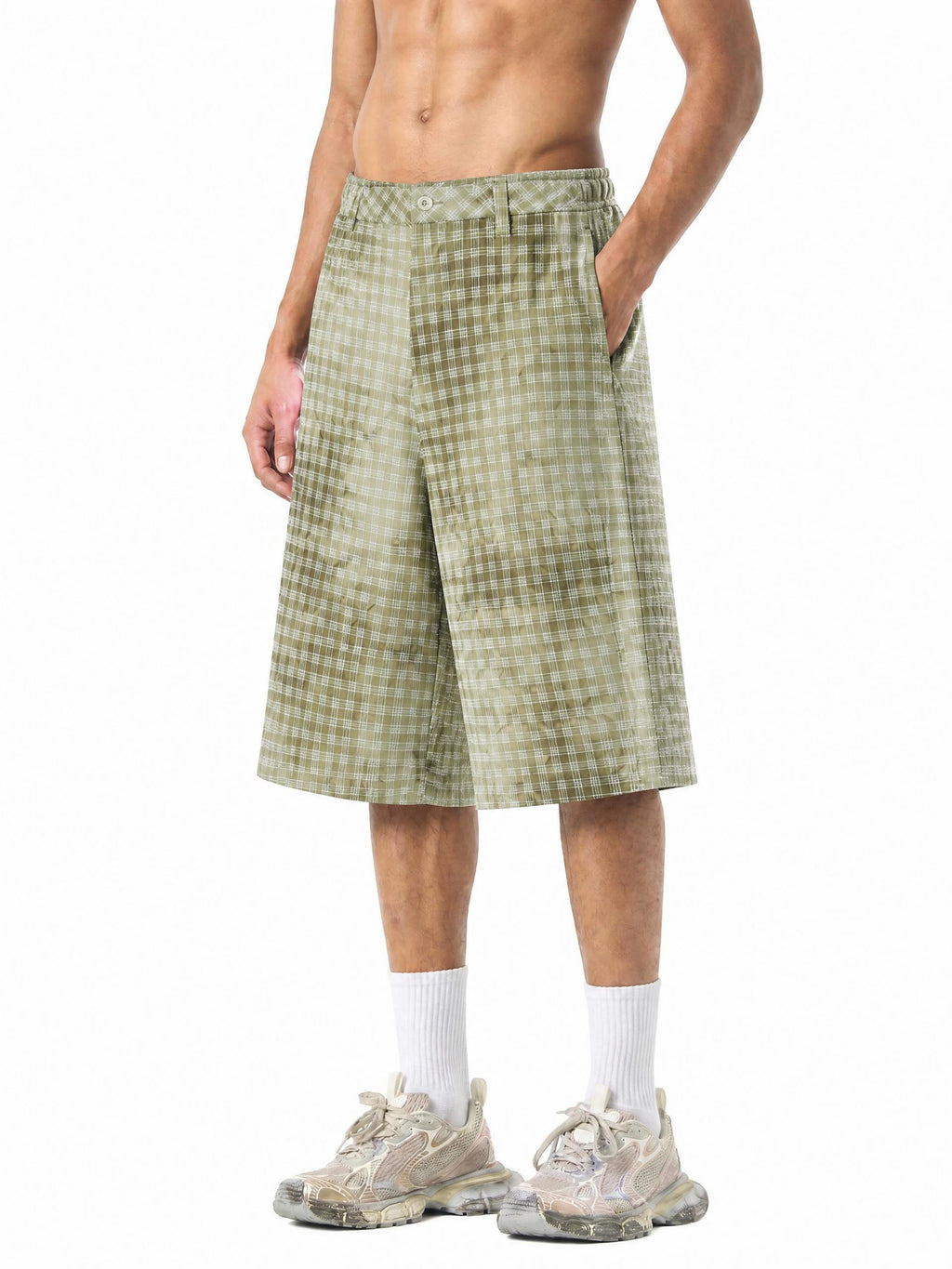 Unisex Vintage Wash Plaid Shorts
