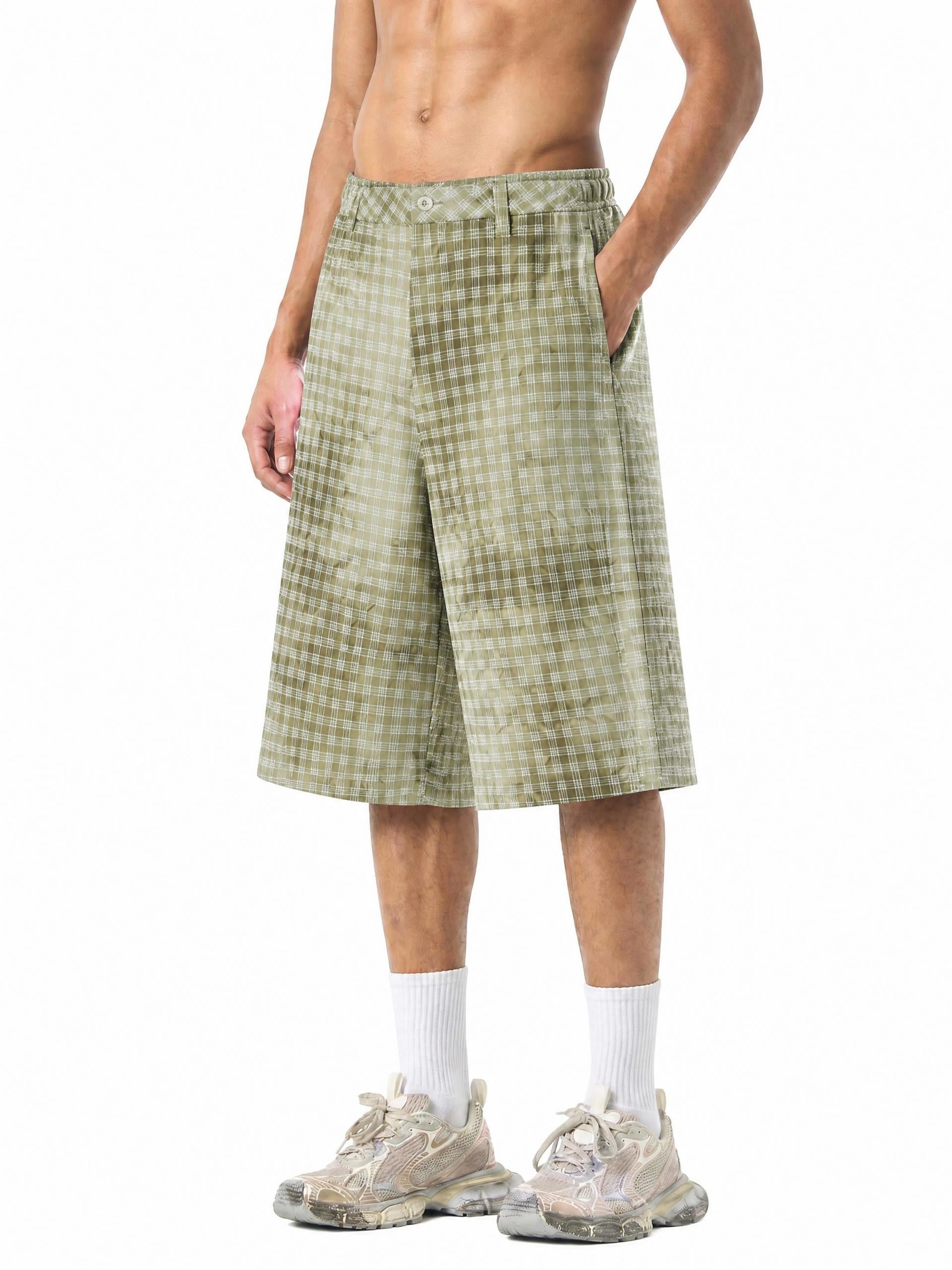 Unisex Vintage Wash Plaid Shorts