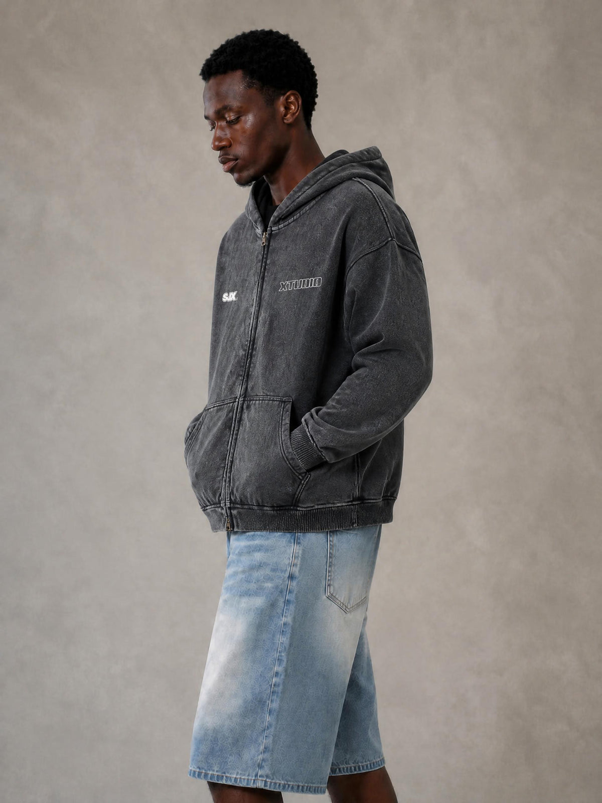 Zip-Through Boxy Fleece Hoodie