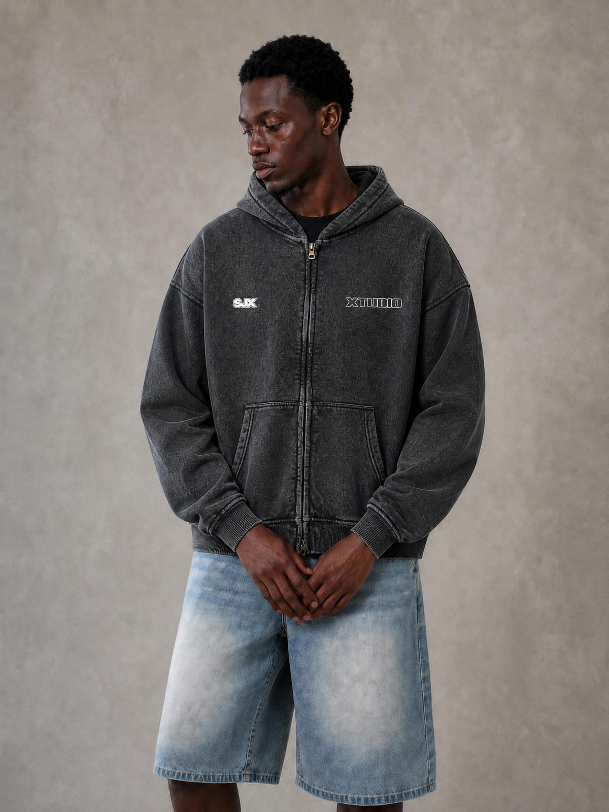 Zip-Through Boxy Fleece Hoodie